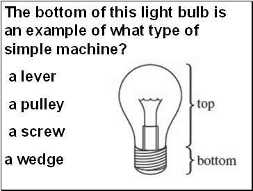 The bottom of this light bulb is an example of what type of simple machine?