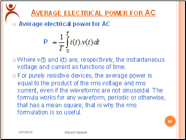 Average electrical power for AC