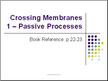 Crossing Membranes 1  Passive Processes