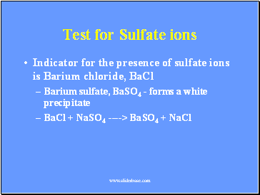 Test for Sulfate ions