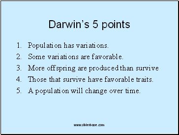 Darwins 5 points