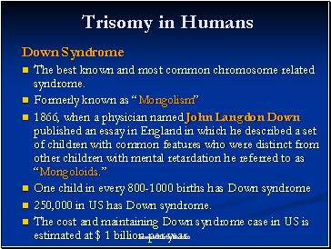 Trisomy in Humans