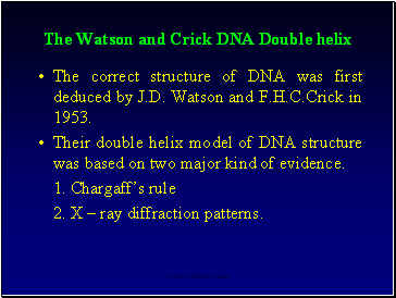 The Watson and Crick DNA Double helix