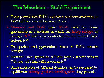 The Meselson  Stahl Experiment