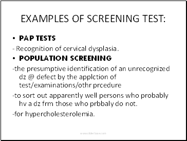 Examples Of Screening Test