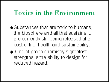 Toxics in the Environment