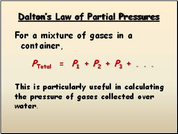 Daltons Law of Partial Pressures
