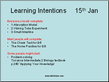 Learning Intentions
