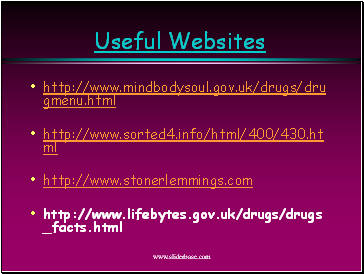 http://www.mindbodysoul.gov.uk/drugs/drugmenu.html