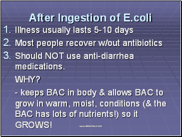 After Ingestion of E.coli