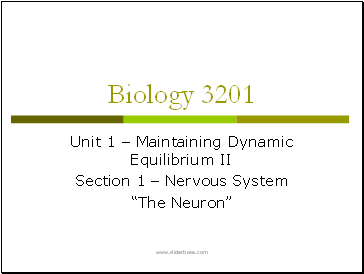 Biology Unit 1  Maintaining Dynamic Equilibrium II