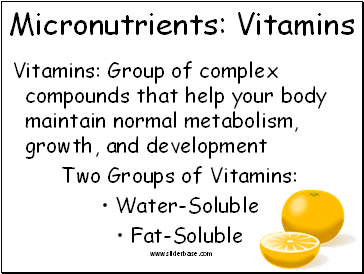 Micronutrients: Vitamins