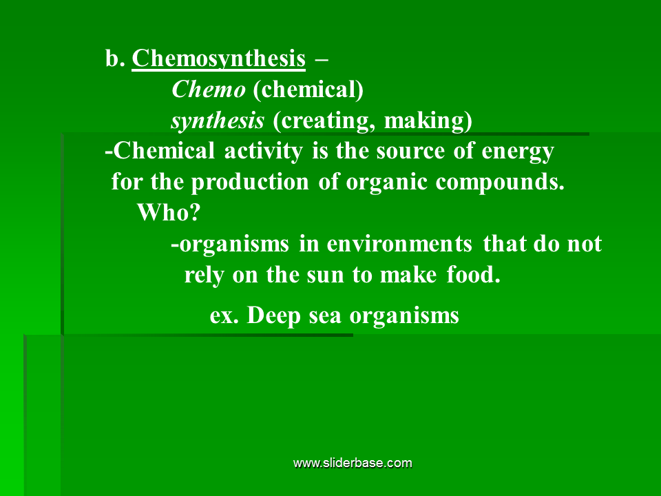 What is the source of energy for chemosynthesis?