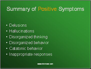 Summary of Positive Symptoms