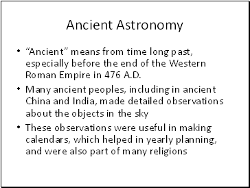 Ancient Astronomy