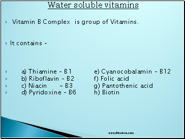 Water soluble vitamins