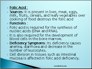 Folic Acid :