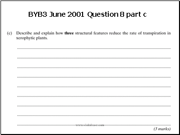 BYB3 June 2001 Question 8 part c