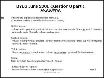 BYB3 June 2001 Question 8 part c