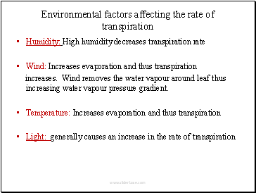 factors affecting transpiration