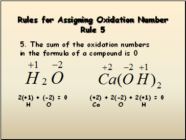 Rules for Assigning Oxidation Number Rule 5
