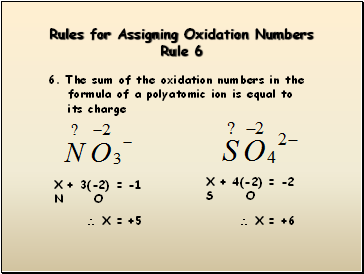 Rules for Assigning Oxidation Numbers Rule 6