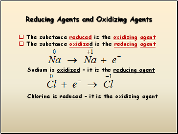 Reducing Agents and Oxidizing Agents