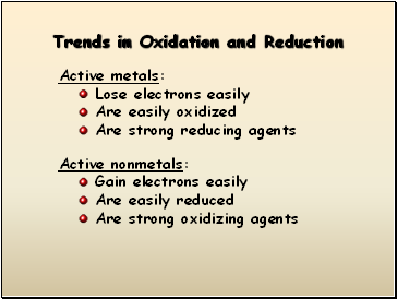 Trends in Oxidation and Reduction