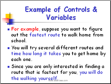 Example of Controls & Variables