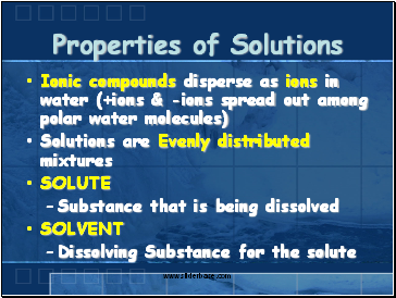 Properties of Solutions