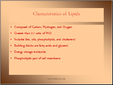 Characteristics of Lipids