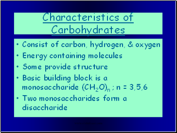 Characteristics of Carbohydrates