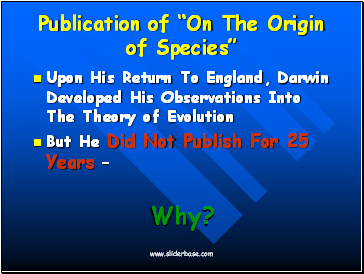 Publication of On The Origin of Species
