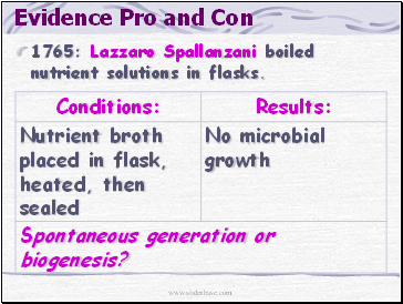 1765: Lazzaro Spallanzani boiled nutrient solutions in flasks.