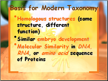 Basis for Modern Taxonomy