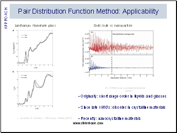 Pair Distribution Function Method: Applicability