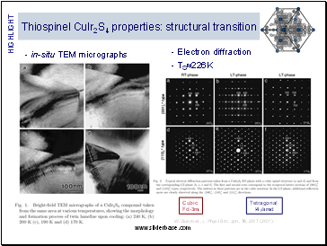 Thiospinel CuIr2S4 properties: structural transition