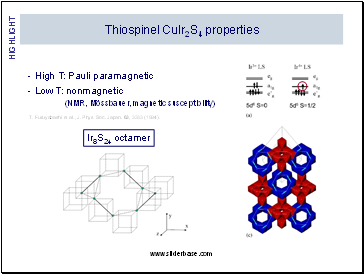 Thiospinel CuIr2S4 properties