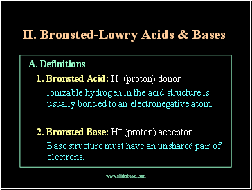 Bronsted-Lowry Acids & Bases