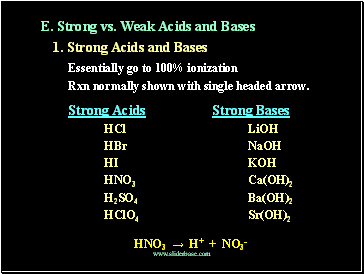 E. Strong vs. Weak Acids and Bases