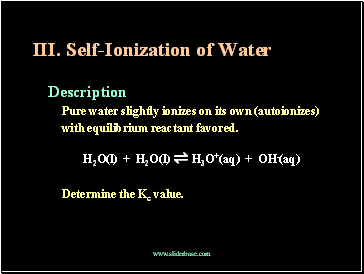 Self-Ionization of Water