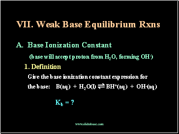 Weak Base Equilibrium Rxns