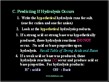 C. Predicting If Hydrolysis Occurs