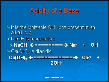 Acidity of a Base