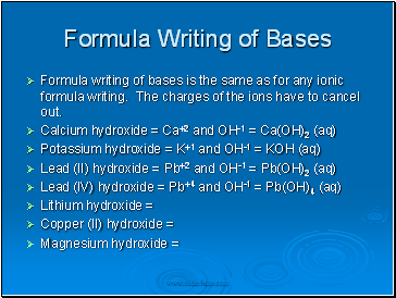 Formula Writing of Bases