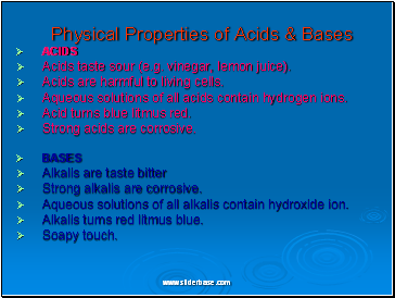 Physical Properties of Acids & Bases