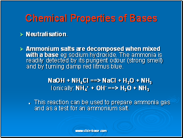 Chemical Properties of Bases