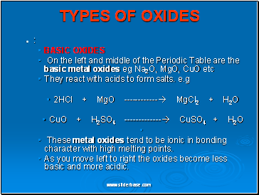 TYPES OF OXIDES