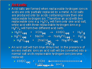 Topic 10: ACIDS, BASES & SALTS