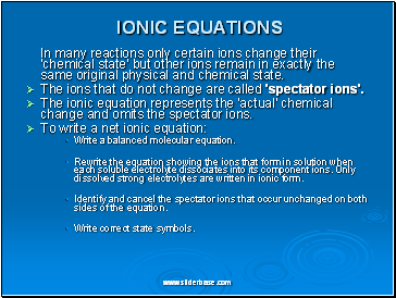 IONIC EQUATIONS